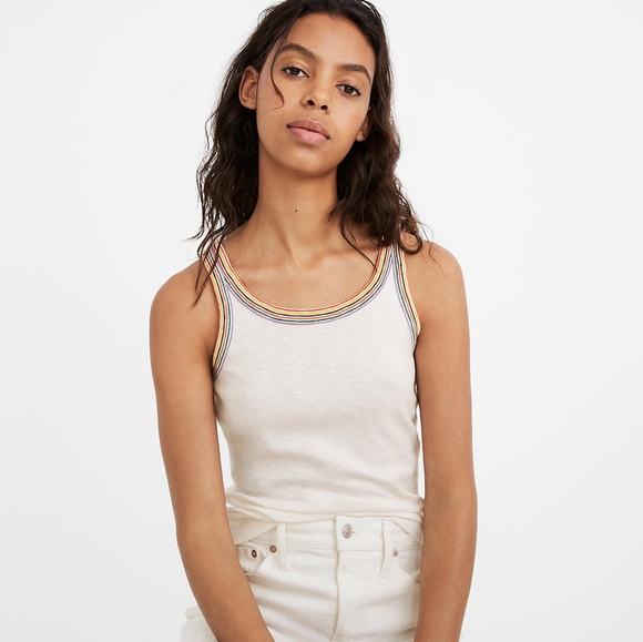 Madewell Tops - Madewell Rainbow- Trim Tank Top White Size XS